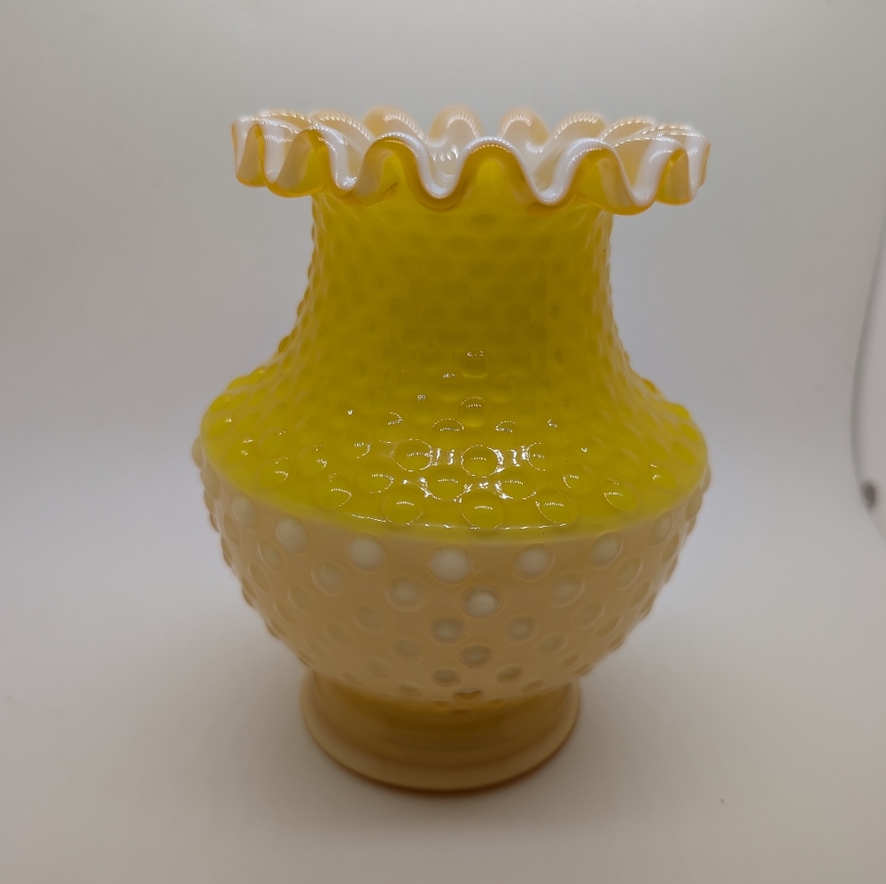 Vintage Yellow Hobnail Glass Vase